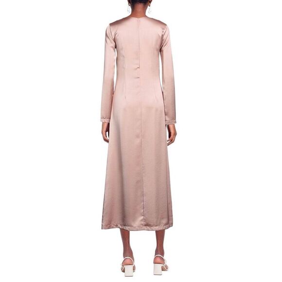 NWT SOALLURE Satin Blush Long Trapeze Dress (004) - Picture 3 of 16